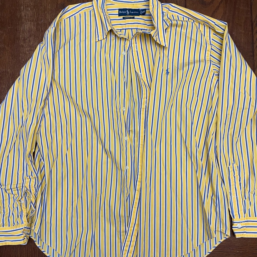 Ralph Lauren Yellow and Blue Casual Button Down Shirt
